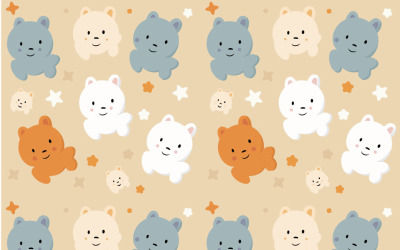 Cute Bear Seamless Pattern Set