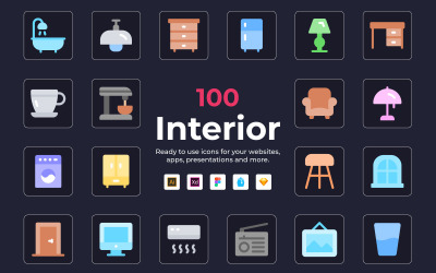100 interiérových vektorových ikon