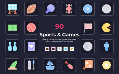 Sports and Games flat Icons