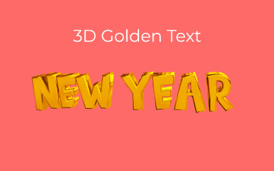新年 3D 风格金色光泽文字效果