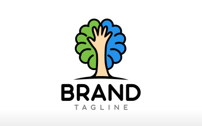 Human Care Brain Tree Logo Design Wektor Ikona Symbol Ilustracja