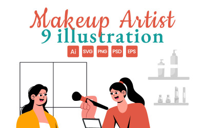 9 professionell makeupartist Illustration