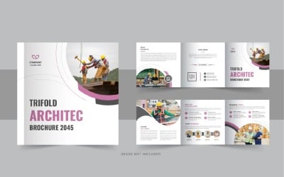 Architecture square trifold brochure design or Square trifold brochure template design layout