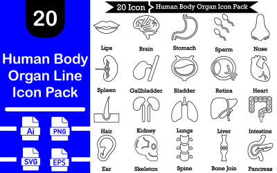 Human Body Organ Line Icon Pack