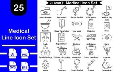 Pacchetto icone Premium Medical Line da 25