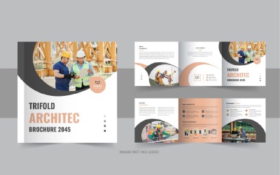 Progettazione brochure a tre ante quadrata di architettura o layout di progettazione brochure a tre ante quadrata