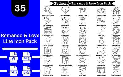 Romance And Love Line Icon Pack