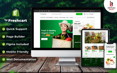 Freshcart – ekologické potraviny, zelenina a citlivé téma Shopify 2.0
