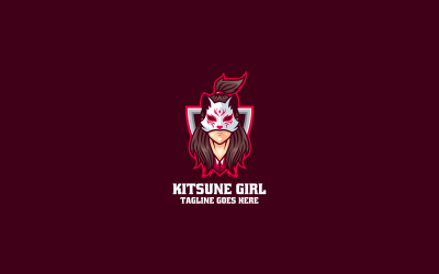 Kitsune Girl Mascot Cartoon Logo