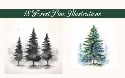 森林松树插图 Ai 图像