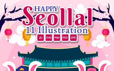 11 år av kaninen Seollal Illustration