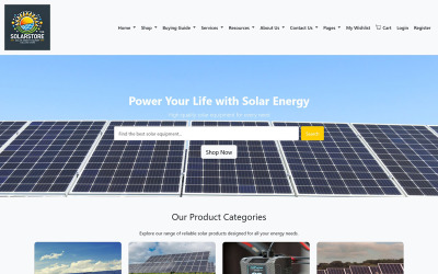 Solar Equipment Store | Fenntartható energiamegoldások reszponzív webhelysablonja