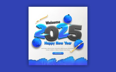 Gott nytt år 2025 inläggsmall för sociala medier