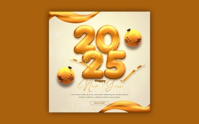 Modello di post sui social media per il felice anno nuovo 2025