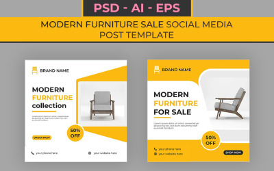 Plantilla de publicación en redes sociales sobre venta de muebles modernos