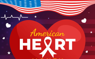 12 February is American Heart Month Illustration