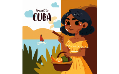 Hand Drawn Cuba Poster Template