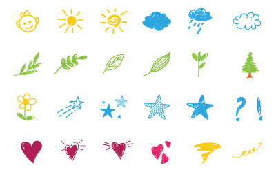 Kids doodle crayon style Hand drawn doodle sketch children V.2