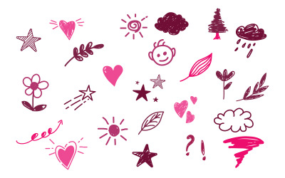 Kids doodle krita stil Handritad doodle skiss barn V.1