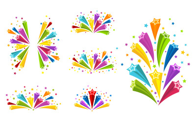 Party Star stockillustration, färgglada stjärnfall