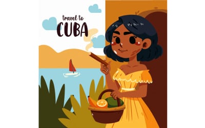 Plantilla de póster de Cuba dibujada a mano