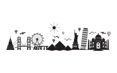 Tour travel around the world illustration design template V.3