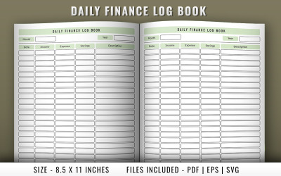Daily finance log book pages