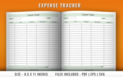 Expense tracker log Boka interiörsidor