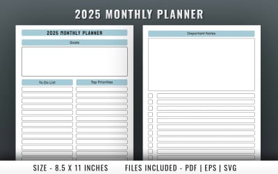 2025 Monthly planner log book