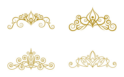 Modèle de conception d&amp;#39;illustration de logo d&amp;#39;icône de diadème en or élégant vintage V.3