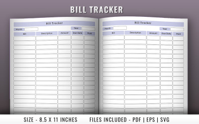 Pagine interne del registro di Bill Tracker