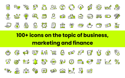 Полный набор иконок: бизнес, маркетинг и финансы