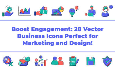 Steigern Sie das Engagement: 28 Vektor-Business-Symbole, perfekt für Marketing und Design!