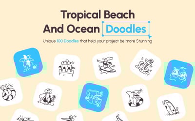 Tropical Beach and Ocean Doodles