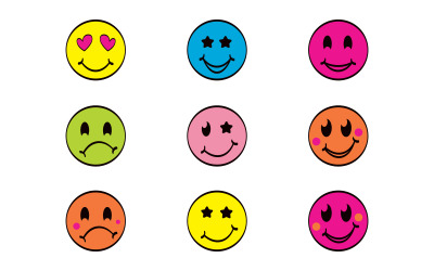 Handritad retro smiley emoji lager illustration designmall