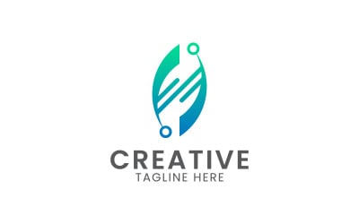 Modern and creative technology abstract leaf logo template for tech industry.