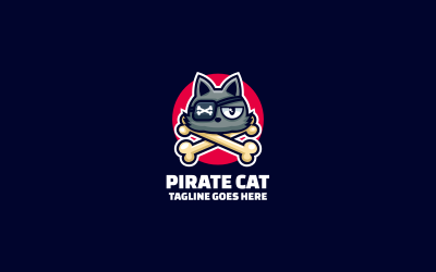 Piratenkatze, einfaches Maskottchen-Logo