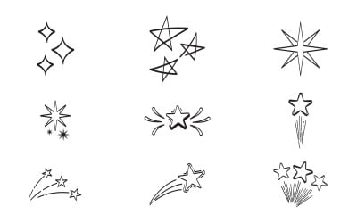 Set of Star doodles vector illustration hand drawn design template