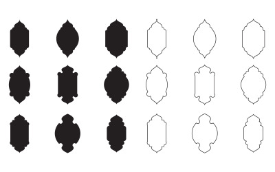 Silhouettes of arabic shapes for window or door arch design template v.1