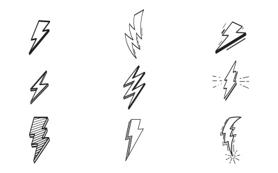 Uppsättning av blixt vektor illustration handritad formgivningsmall