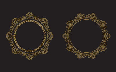 Elegant luxury vintage gold floral frame illustration design template v.4