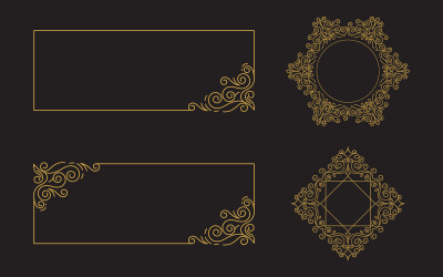 Elegant lyxig vintage guld blommig ram illustration designmall v.3