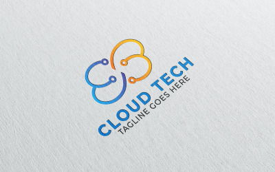 Cloud tech logo icon vector symbol design with cloud and technology concept.
