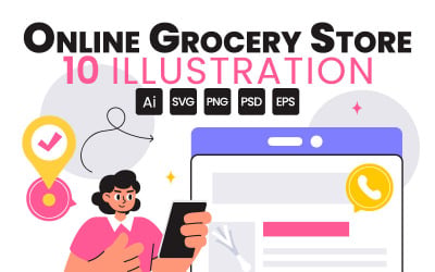 10 Online Grocery Store Illustration