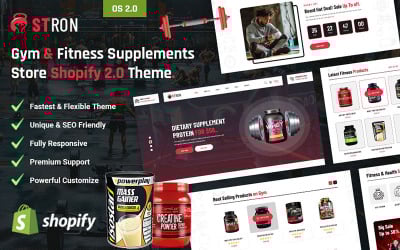 Stron – Edzőterem és fitnesz kiegészítők boltja Shopify 2.0 téma