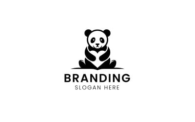 Panda heart vector logo-632