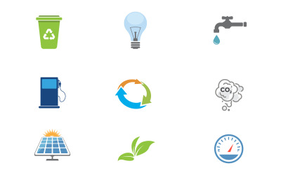 Set of ecology icons. Environment sustainability renewable energy illustration design template v.1