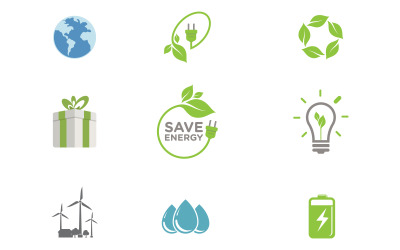 Set of ecology icons. Environment sustainability renewable energy illustration design template v.5