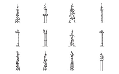 Tower outline icon vector illustration design template