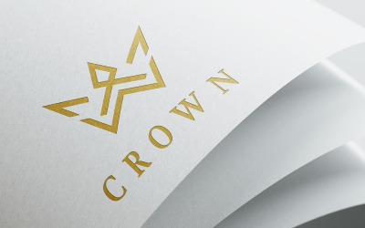 Abstract royal golden crown vector logo template design.